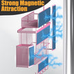 Magnetic Spice Rack for Refrigerator, 7 Pack Metal Magnetic Shelf, Moveable Magnetic Storage Fridge Organizer Pink, Spice Organizer, Hook Rack, Paper Towel Holder, Cutting Board Holder, HM5470
