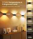 FULEN Motion Sensor Wall Light with Remote Control 3 Colors Wireless Wall Lamp LED Indoor Up and Down Wall Sconce 5000mAh Rechargeable Battery Powered Wall Lamps Brightness Adjustable, Black 2 Pack