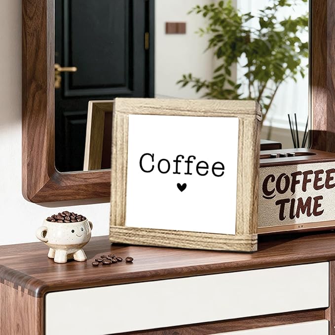 Coffee Bar Station Decor Sign Minimalist Coffees Plaque Handcrafted Wooden Wall Decor Rustic Cafe Style Sign For Home Kitchen Office Bar Wooden Cafe Decoration Ideal Coffee Lover Gift 5.9x5.9 Inch