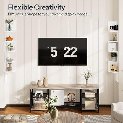 HOOBRO Corner Shelf Wall-Mounted, Set of 2 Floating Corner Shelves for Wall, 5-Tier Corner Bookshelves for Living Room, Bedroom, Bathroom, Home Office, White WT26BJP201