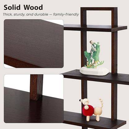 PHOENANCEE 3 Tier Wall Shelves,Decorative Floating Shelf for Wall,Plants Photo Shelf Storage Display Shelving Wood for Living Room Bedroom Kitchen Home Office Decor,Modern,Large,22 Inch(Walnut