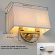 Yosoan Linen Fabric Cloth Boho Gold Brass Wall Sconce Stairwell Fixture Light, 2-Light Indoor Hardwired Dual Vanity Wall Mount Vintage Antique Metal Base Lights Square Fabric Shade for Bedside Hallway