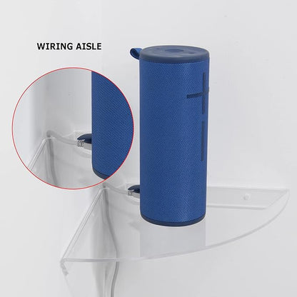 Cosmos 2 Pcs Acrylic Wall Mount Floating Corner Shelves Quarter Round Shower Shelf Hanging Corner Shelves Wall Storage Display Organizer for Bathroom Kitchen Bedroom Living Room (Transparent Clear)