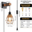 Rustic Wall Sconces Fixtures with Plug in Cord, Set of Two Indoor Vintage Rattan Wall Light Industrial Lamp Fixture Farmhouse Metal Sconces Light for Bedroom Bedside Living Room
