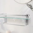 Bathroom Shelves with Towel Holder Rustproof 15.7'' Tempered Glass Shelf with Rails Wall Mounted Stainless Steel, Polished Chrome Decorative
