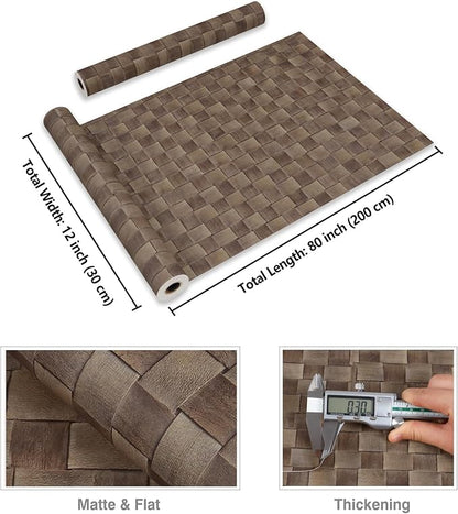 CRE8TIVE Non-Textured Tan Brown Rattan Wallpaper Stick and Peel Faux Woven Pattern Brown Contact Paper for Cabinets and Drawers 12"x80" Self Adhesive Cane Weave Vinyl Wallpaper for Bedroom Living Room