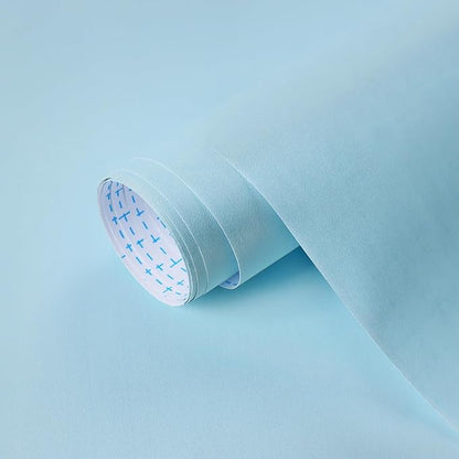 HeloHo Solid Light Blue Wallpaper Matte Textured Peel and Stick Wall Paper Modern Self Adhesive Removable Waterproof Contact Paper for Living Room Bedroom Decor 78.7"X15.7"