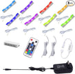 AIBOO LED Glass Shelf Lighting Kit for Glass Edge Back Side Lighting Using Flexible Cable and Clip with RF Remote(8 Lights,RGB)