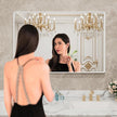 LOAAO 40x32 Inch White Metal Framed Bathroom Mirror for Wall, White Bathroom Vanity Mirror Farmhouse, Large Rounded Rectangle Mirror, Anti-Rust, Tempered Glass, Hangs Horizontally or Vertically