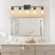 Ascher 5-Light Bathroom Light Fixtures, 33 Inch Vanity Lights with Clear Glass Shade, Modern Black Finish Wall Light for Mirror Bedroom Hallway Cabinet Porch
