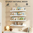 Fixwal Nursery Shelves, 24 Inch Floating Bookshelves for Wall Set of 4, Scalloped Wall Book Shelves with Towel Rack for Kids, Toddler Room, Baby Room, Nursery Decor and Storage(White)