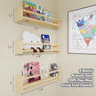 Nursery Floating Bookshelf for Kids, Wall Mounted Kids Book Shelf with Toy Storage, Pine Wood Nursery Shelves for Playroom, Bedroom, Toddler Room, Set of 3 (Pine, 15.8 Inches)