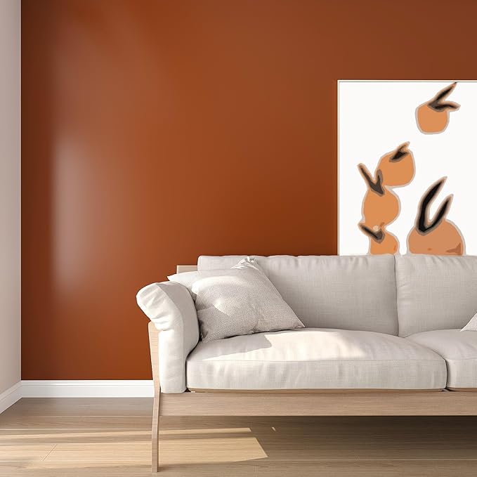 VEELIKE Matte Brown Wallpaper Stick and Peel Thick Brown Contact Paper for Cabinets Desk Furniture Wall 24''x118'' Removable Self Adhesive Terracotta Colored Wallpaper for Bedroom Bathroom Living Room