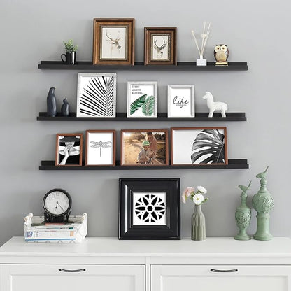 WELLAND Vista Photo Ledge Picture Display Wall Shelf Gallery, 48-inch, Set of 2, Espresso