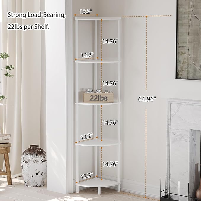 SUNMORY 5 Tier Corner Shelf Stand, Industrial 65