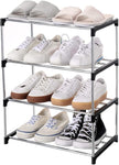 Stackable Small Shoe Rack, Entryway, Hallway and Closet Space Saving Storage and Organization (4-Tier, Black)