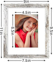 Vittanly 8x10 Picture Frames Set of 9, Shatter Resistant Plexiglass, Display 5x7 Pictures with Mat or 8x10 without Mat, Photo Frames for Wall or Tabletop, Engineered Wood, Distressed White