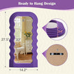 Wavy Wall Mirror for Girly Nursery Bedroom Decoration, 14x28 Noble Decorative Funky Mirrors for Modern Classical Home Office Living Room Housewarming Birthday Gift (Purple)