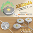 Puck Lights Cordless with Remote Control, 2200mAh Rechargeable Under Counter Lighting,3 Color Temperatures Dimmable Under Cabinet,Closet Light,Tap Light for Hallway (Silver, 5PCS)