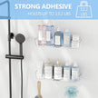 TZAMLI Acrylic Shower Caddy, Wall Mounted Adhesive Shelves with Lip, No Drilling Shower Organizer Clear Shelf for Bathroom Toilet Kitchen Storage, Long