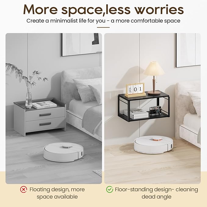 Floating Nightstand, Wood Bedside Shelf Wall Mounted Nightstand, Floating Bedside Table for Bedroom, Living Room, Bathroom, Kitchen, Office (Black)
