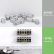 PMMASTO Adhesive Acrylic Spice Rack Organizer with 12 Empty Square Spice Jars, 238 Spice Labels with Chalk Marker and Funnel Complete Set for Kitchen Cabinet/Pantry Door (Clear - 2 Pack)