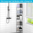 5 Tier Floor Standing Corner Shower Caddy Organizer Shelf with Hooks, Bathroom Shelves Stand Rack, Gray