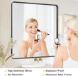 28x28 Inch Black Bathroom Mirror - Metal Framed Square Mirror for Bathroom Over Sink, Matte Wall Mirrors for Restroom, Bedroom, Entryway, High-Definition