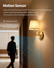PUSU Motion Sensor Gold H9.6 inch Small Wall Sconces Set of 2, LED Cordless Rechargeable 5200mAh Battery Operated Fabric Wall Lamps with Remote, Lighting for Living Room, Bedroom, Hallway, Stairs