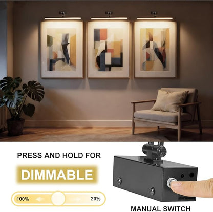 2 Pack Picture Lights for Wall Battery Operated, 12 inch Wireless Art Lighting for Painting, 6 Colors Picture Frame Lights with Remote, Dimmable 4200mAh Gallery Light, Black