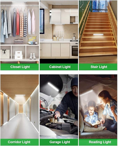 Under Cabinet Lighting, 80 LED Motion Sensor Light Indoor, Rechargeable Closet Light, 3 Color Temps Under Cabinet Lights, Wireless Dimmable Under Counter Lights For Kitchen, Pantry (2 Pack)