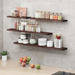 SAUMONIERES Floating Shelves 8 Inch Deep Solid Wood Wide Wall Shelf Set of 2 Wall Mounted for Bedroom Bathroom Living Room Kitchen, 24 Inch Walnut