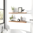 PHPH 24 Inch Wood Floating Shelves for Wall, Wooden Wall Shelves for Bedroom, Set of 4 Light Brown