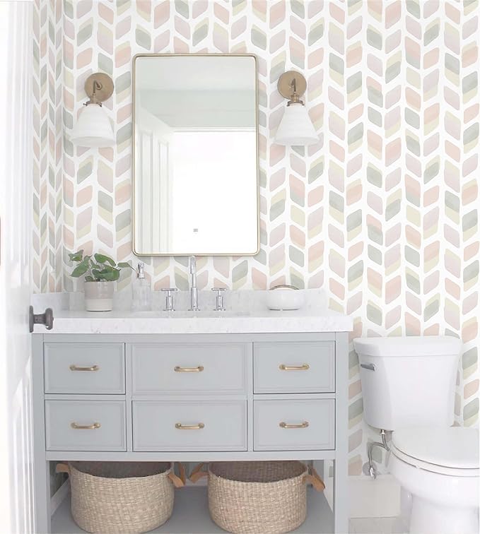 Boho Peel and Stick Wallpaper Pink Checkered Contact Paper 17.3"x78.7" Neutral Geometric Wall Paper Modern Self Adhesive Removable Wallpaper for Bathroom Kitchen Cabinets Waterproof Vinyl Roll