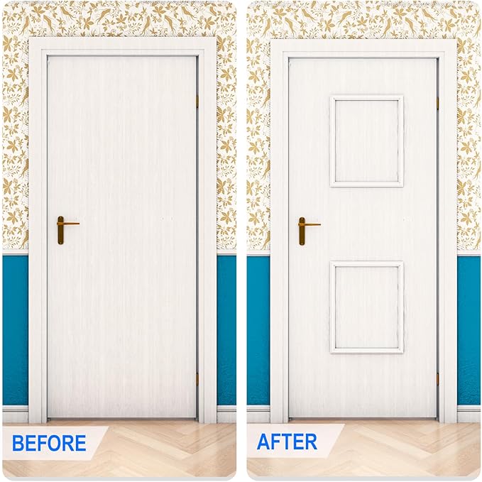 COUKIU Pre-Cut 2 Set Peel and Stick Door Molding Trim Kit, 16