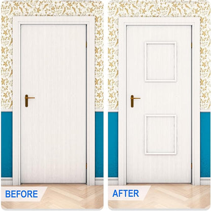 COUKIU Pre-Cut 2 Set Peel and Stick Door Molding Trim Kit, 16" x24" Premade Wainscoting Panels, Self Adhesive Wall Moulding Panel for Interior Walls Picture Frame