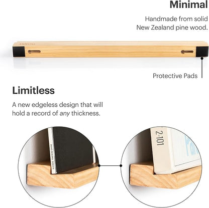 Vinyl Record Shelf - 3 Display Ledges Made of Solid Wood -A Wall Mount for Your Favorite or Now-Playing Records -This Vinyl Record Holder Fits All Records (Pine)