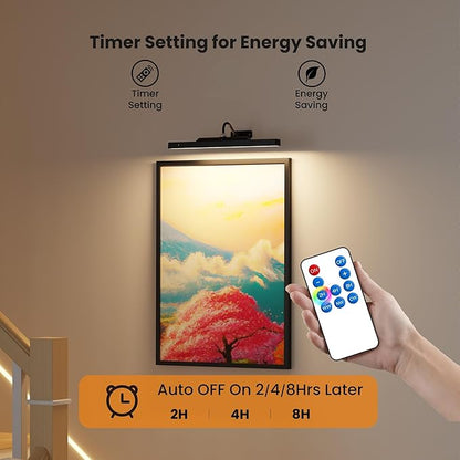 4 Pack Cordless Picture Lights for Wall Art, Gallery Lights Battery Operated – Dimmable Picture Lights for Wall Paintings, 13H Runtime, Remote, 3 Color Temps for Artworks,Photos,Gallery_Black