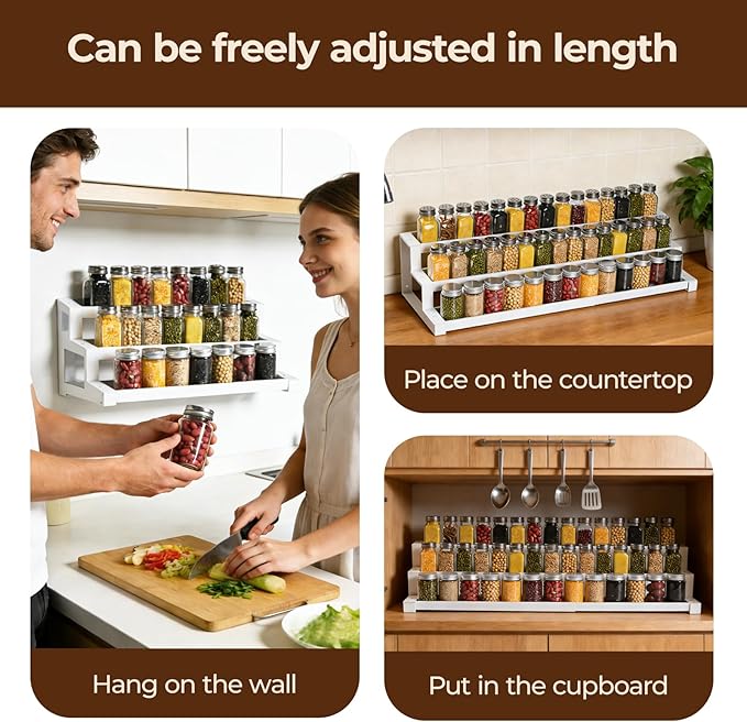 3-Tier Spice Rack Organizer for Kitchen Cabinet or Pantry, 16