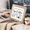 Wood Coffee Sign I Just Want To Sip Coffee And Pet My Dog Funny Coffees Wooden Block Sign Square Handmade Coffees Plaque For Kitchen Office Bar Decor Wooden Cafe Bar Decor Signs 5.9x5.9 inches
