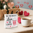Valentines Coffee Desk Decor, Valentine's Day Gifts for Coffee Lover Bar Station, Valentine Home Office Table Sign for Kitchen Shelf Tiered Tray, Cafe Tabletop Decoration to Couples, You Need Is Love