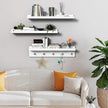 MBYD Picture Shelf Ledge, 24 Inch Floating Shelves for Wall, Nursery Book Shelves with Hooks Set of 3, Floating Shelf Wall Mounted for Bathroom, Kids Room, Living Room, Kitchen Bedroom White