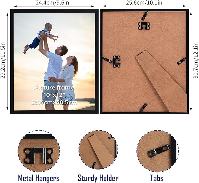 Hoikwo 18 Packs 10x12 Black Plastic Multi Picture Frames Set with Plastic Cover, for Family Photos, Artwork, Light Weight Bulk 10 by 12 Frames Pack for Wall Hanging and Table, Stylish Picture Frames