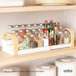 Umbra Bellwood Three-Tier Spice Shelf, Expandable Design Made of Durable Plastic and Wood, Natural/White