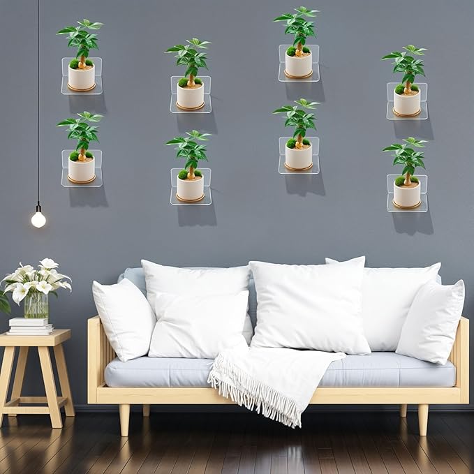 16 Pack Acrylic Small Shelf, Mini Floating Wall Shelf, Wall-Mounted Storage Shelves, for Pop Figures,Plant, Picture Photo Modern Wall for Office Bedroom Living Room, Clear