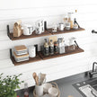 YGEOMER Floating Shelves for Wall, Different Sizes Dark Carbonized Pine Wall Shelves for Living Room, Bathroom, Bedroom, Kitchen, Home Decor (Set of 4)