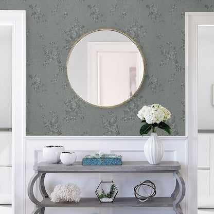 Grey Floral Peel and Stick Wallpaper Embossed Contact Paper 17.7 inch x 196.8inch Floral Contact Paper Pure Solid Grey Waterproof Gray Flower Wall Vinyl Self Adhesive Decorative Vinyl