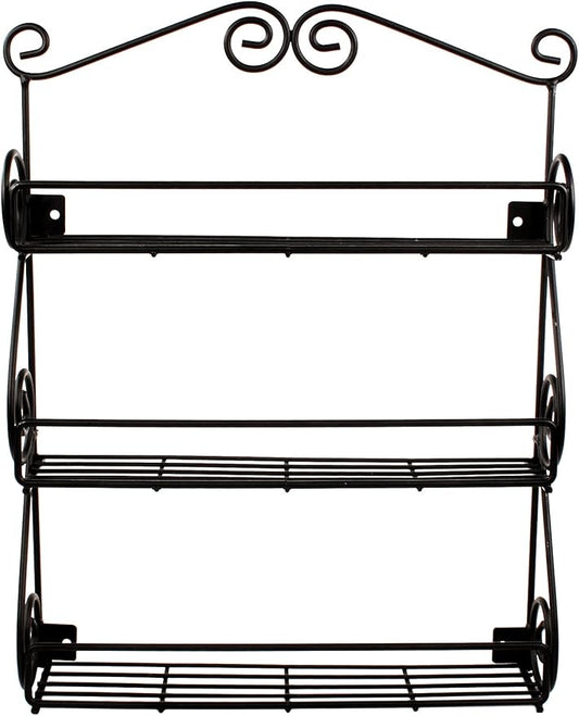 Spectrum Diversified Scroll Wall-Mounted Traditional Spice Rack Organizer for Cabinet & Kitchen, 3-Tier, Beauty & Nail Polish, 43710