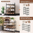 Gonfoam 4-Tier Expandable Shoe Rack,Adjustable Shoe Shelf Storage Organizer Heavy Duty Metal Free Standing Shoe Rack for Entryway Closet Doorway (Black)