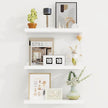 Axeman Picture Ledge Shelf | 16 Inch White Floating Shelves Set of 3 | Rustic Wood Wall Shelves with Lip | 16